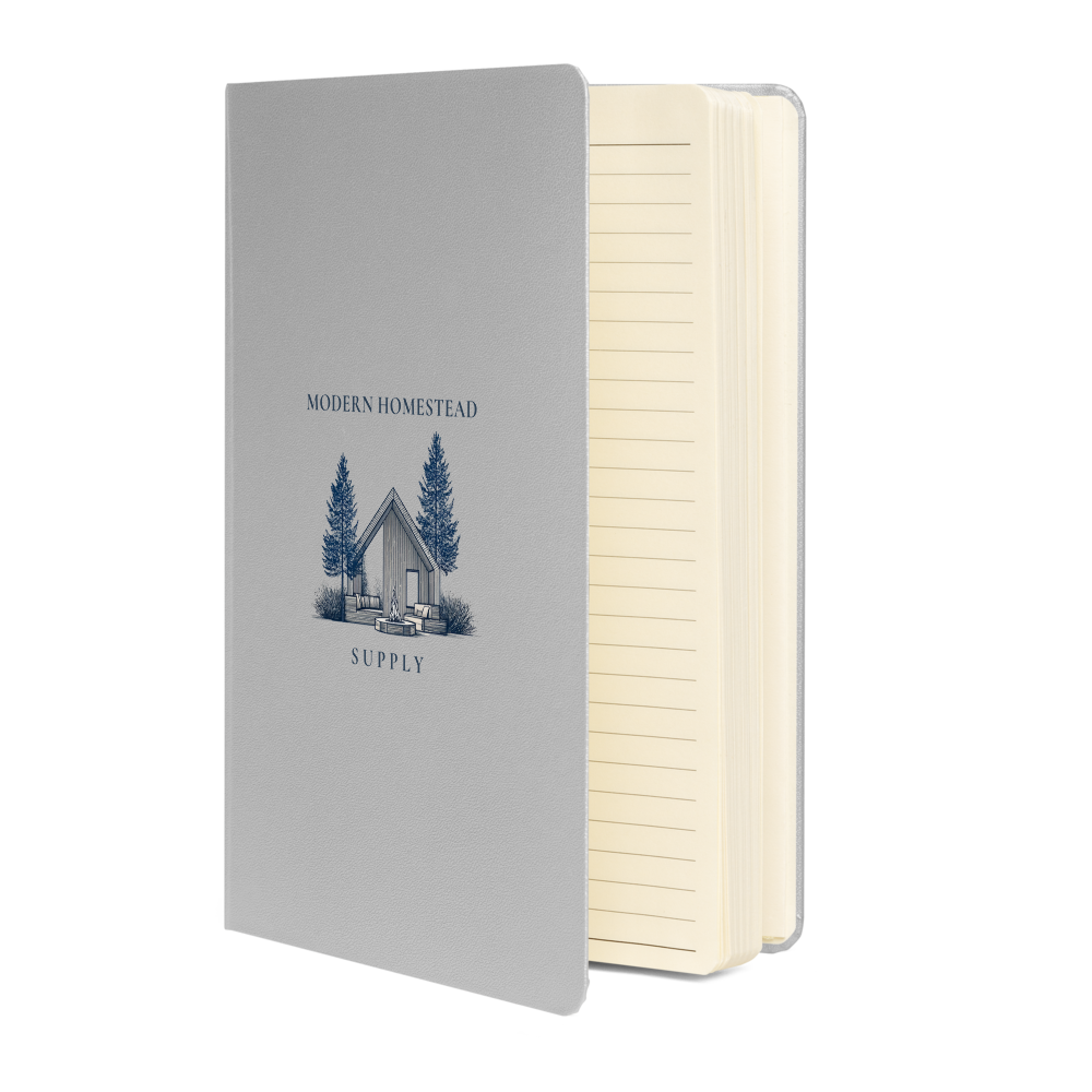 Notebook with 'Modern Homestead Supply' design on a white background